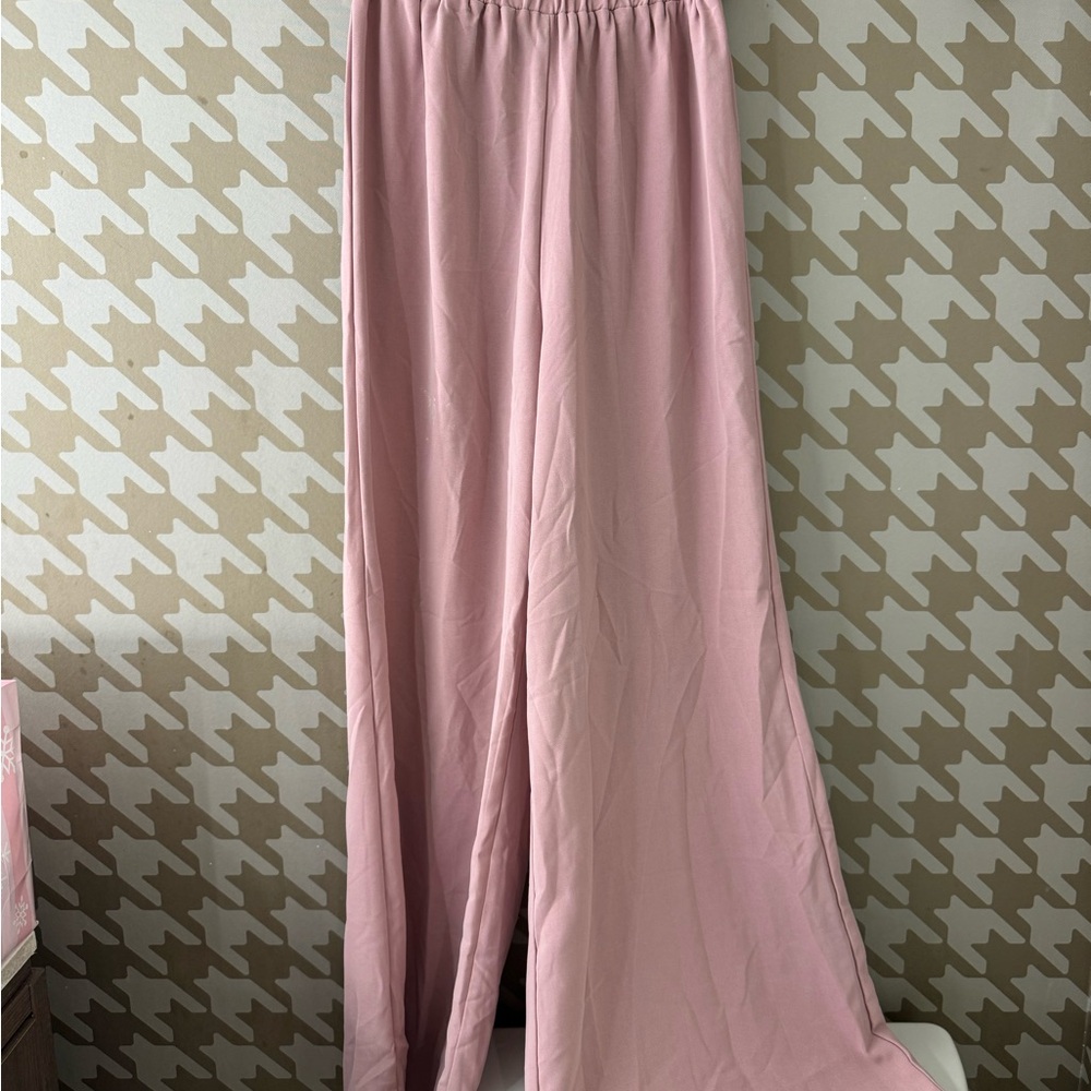 SHEIN Soft Pink Flare Pants